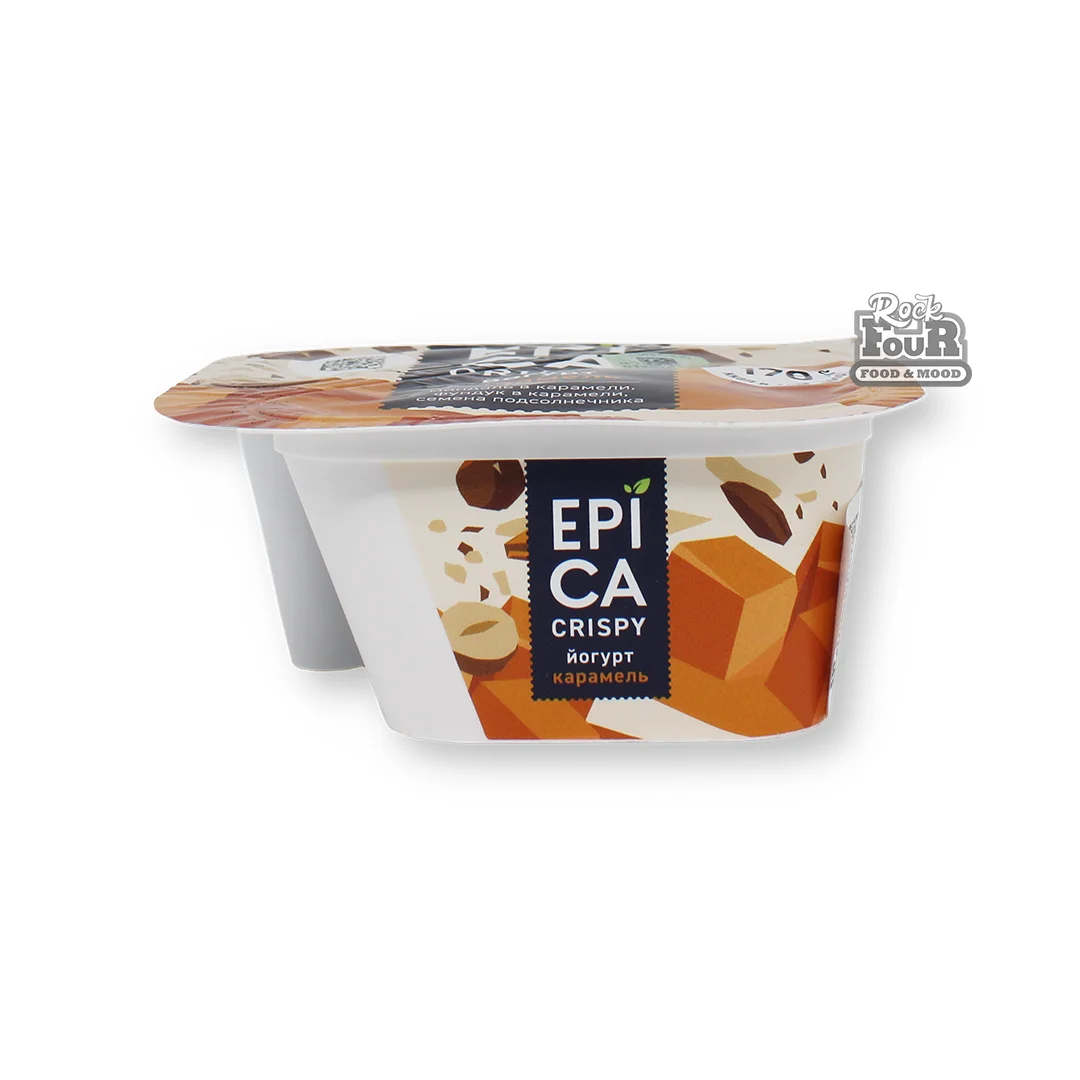 Yogurt «Epica Crispy» with caramel, sunflower seeds and mixed nuts 140g